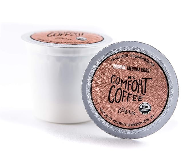 Mt. Comfort Coffee Organic Peru Medium Roast, 80 Count Coffee Pods - K-Cup Compatible Including 2.0
