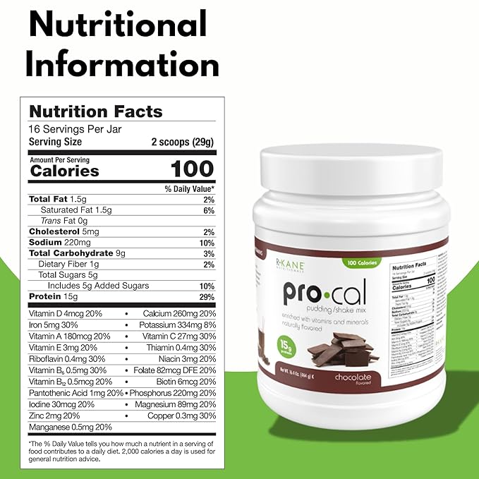 Pro-Cal Chocolate Meal Replacement Powder - High Protein, Low Calorie Shake & Pudding Mix