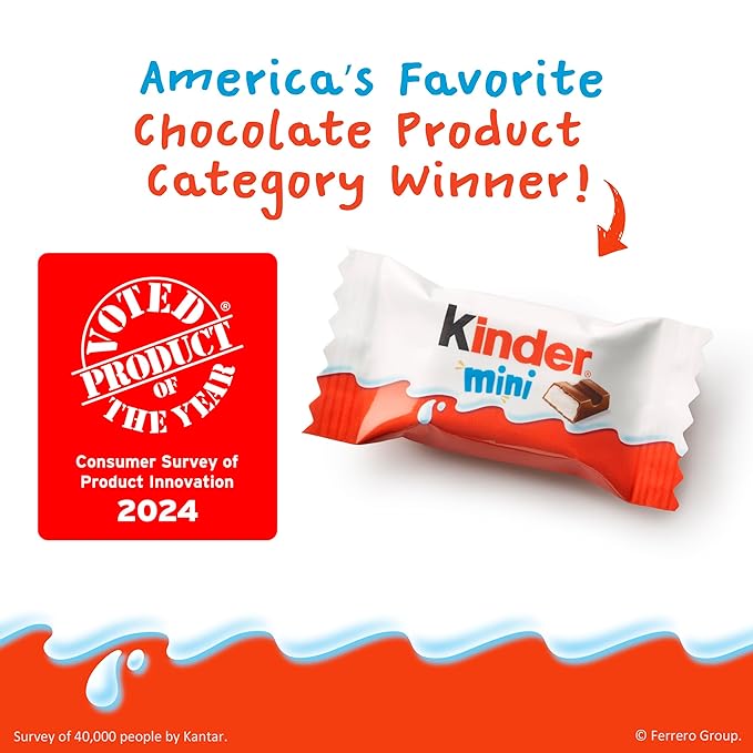 Kinder Chocolate Mini, 29.2 oz Bulk Pack, Up to 138 Minis, Milk Chocolate Bar with Creamy Milky