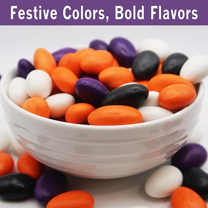 Spices Village Premium Jordan Almonds Halloween Mix, White, Purple and Orange,Crunchy Candy Coated