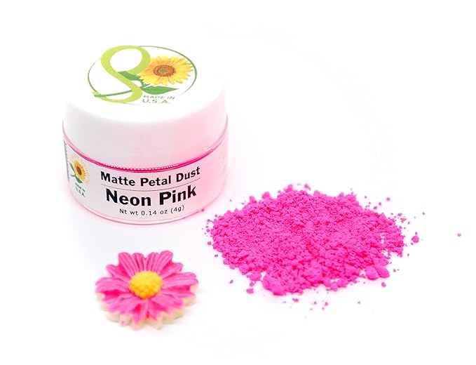 Sunflower Sugar Art Neon Pink Glow In The Dark Petal Dust Food Color - Deep, Rich Pink Matte Powder