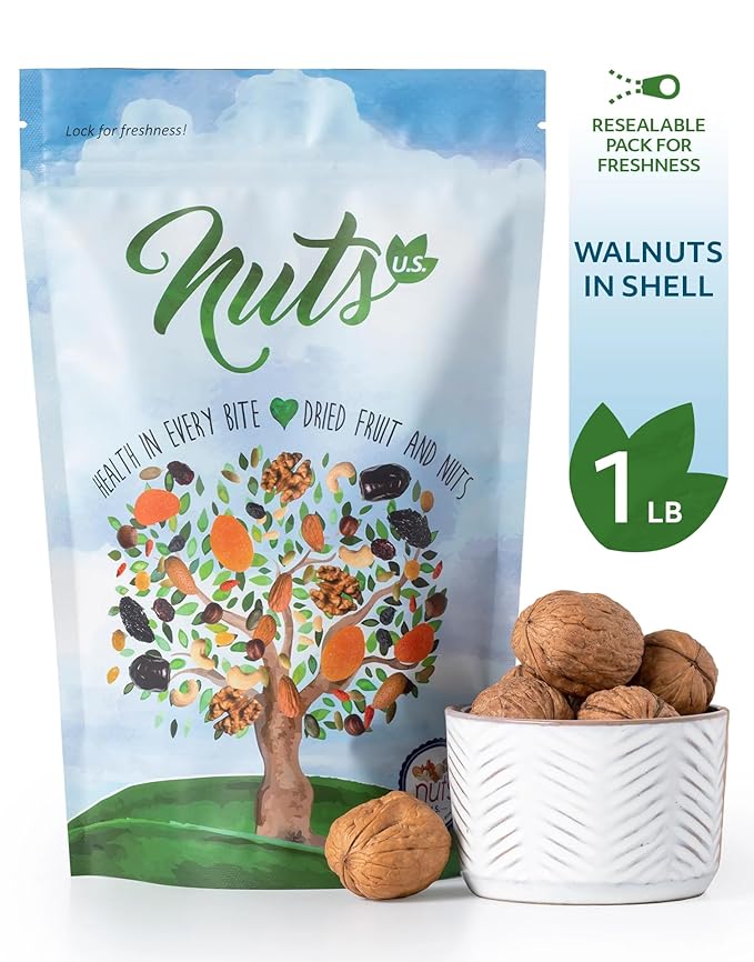 NUTS U.S. - Walnuts In Shell | Grown and Packed in California | Chandler Variety | Fresh Buttery