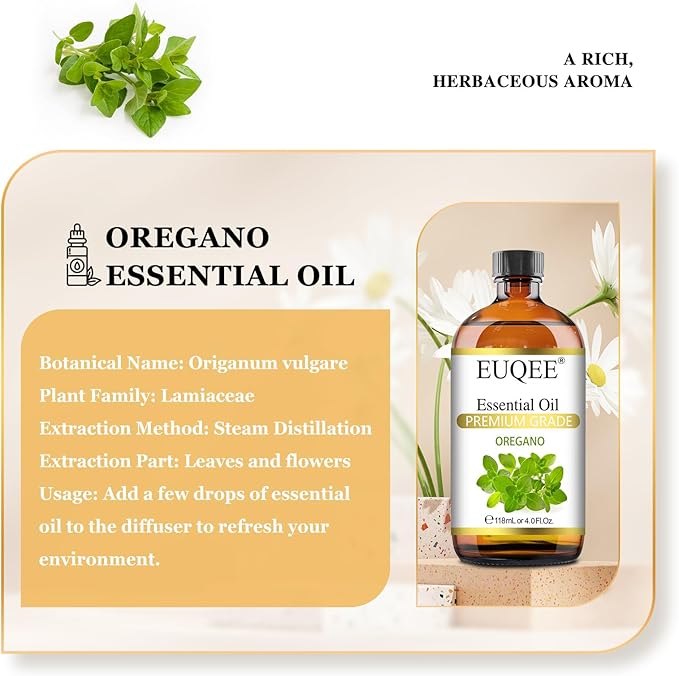 Oregano Essential Oil 4oz / 118ML Large Capacity Oregano Oil Pure Aromatherapy Essential Oils with