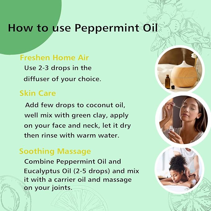 Peppermint Oil for Diffuser, Hair, Spray, Soap, Body Wash, 100% Pure Peppermint Essential Oil