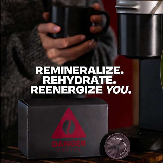 Danger Coffee by Dave Asprey, Remineralized, Mold Free & Lab Tested Compostable Pods | Dark Roast