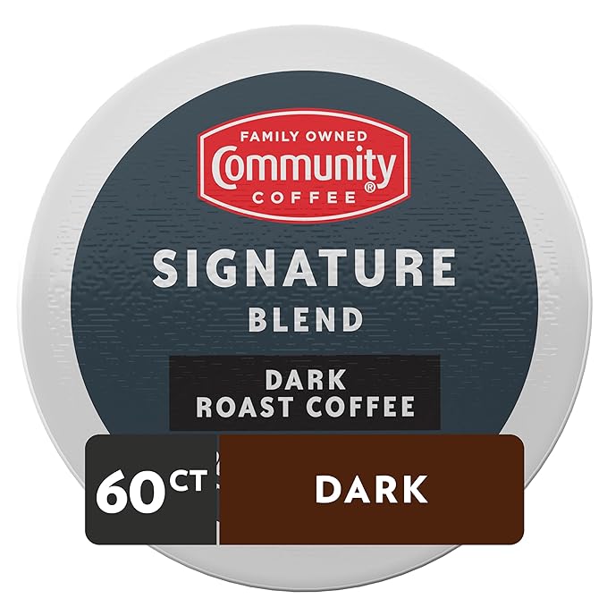 Community Coffee Signature Blend 60 Count Coffee Pods, Dark Roast, Compatible with Keurig 2.0 K-Cup