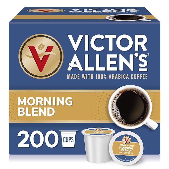 Victor Allen's Coffee Morning Blend, Light Roast, 200 Count, Single Serve Coffee Pods for Keurig