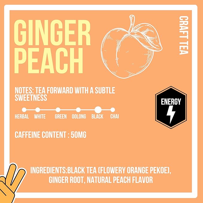 Revival Tea Company Ginger Peach Tea - Black Tea Blend with Ginger Spice and Peach Pieces - Loose