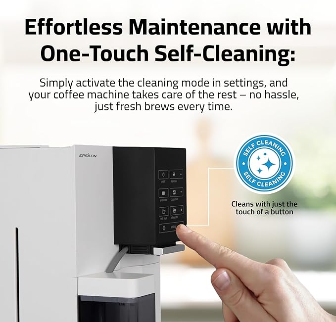Epsilon Fully Automatic Coffee Machine, Modern One Touch Espresso Machine, Integrated Milk Frother