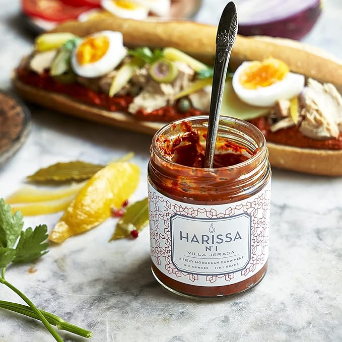 Villa Jerada, Harissa No. 1, 6 oz, Fiery Moroccan Hot Sauce with Preserved Lemon, The Perfect