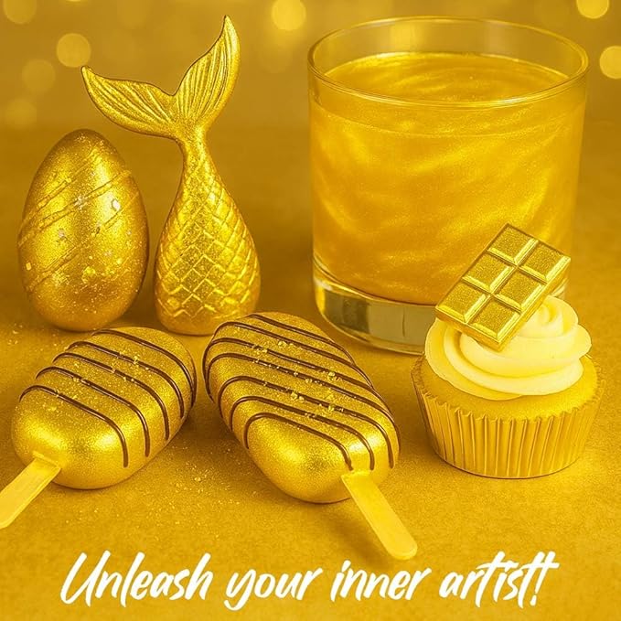 Luster Dust Edible Cake Decorations, Yellow Edible Luster Dust for Cupcake Decorations Edible