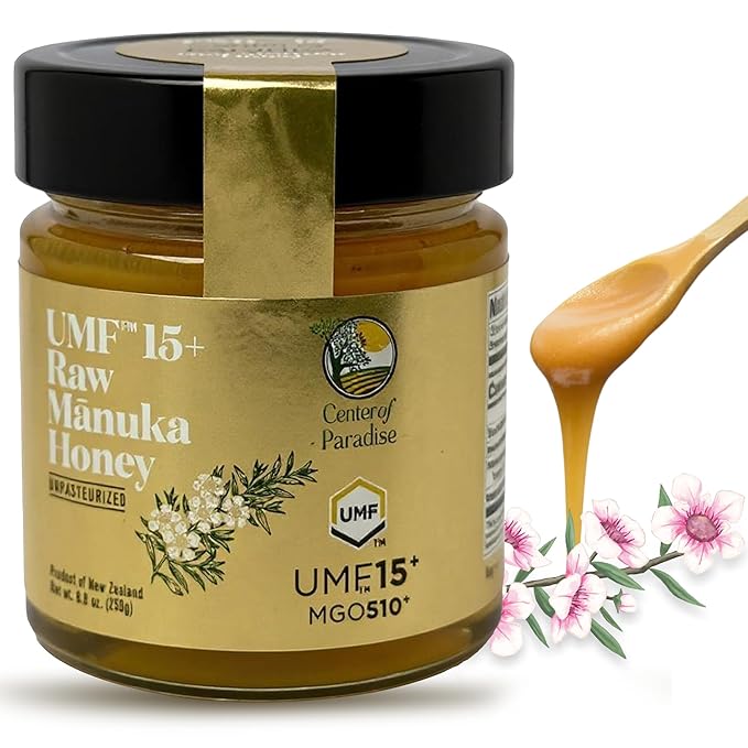 Center of Paradise Raw Manuka Honey Certified UMF 15+ | MGO 510+ (250g / 8.8oz) Glass Jar - Pure &