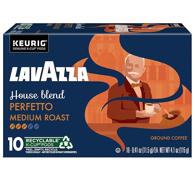 Lavazza House Blend Perfetto, Single-Serve Keurig K-Cup Pods, Medium Roast Coffee, 60-Count Box (6