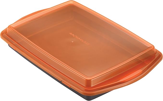 Rachael Ray Bakeware, Nonstick Baking / Cake Pan With Lid and Grips, Rectangle - 9 Inch x 13 Inch