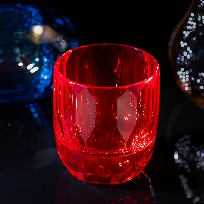 KAMMAK Crystal Whiskey Glasses Set of 2, 7oz Old Fashioned Glasses Stemless, Hand Blown Colored