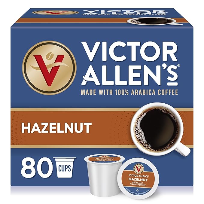 Victor Allen's Coffee Hazelnut Flavored, Medium Roast, 80 Count, Single Serve Coffee Pods for