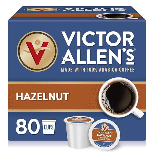 Victor Allen's Coffee Hazelnut Flavored, Medium Roast, 80 Count, Single Serve Coffee Pods for