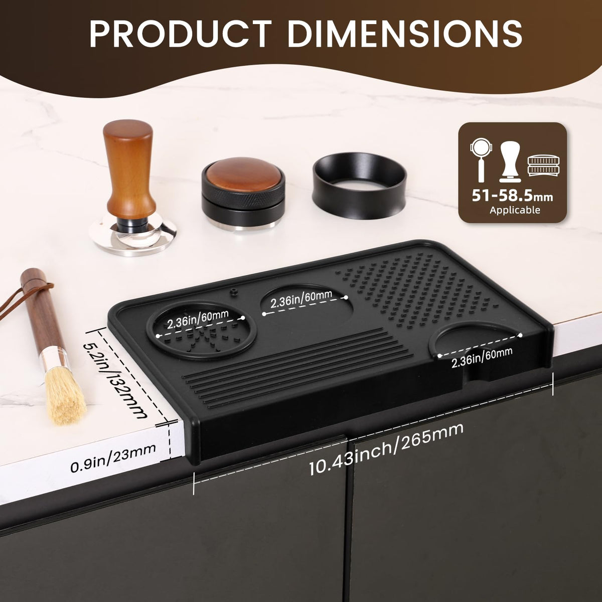 Espresso Tamping Mat and Coffee Brush Set, Food Grade Silicone Coffee Tamper Mat, Portafilter Mat