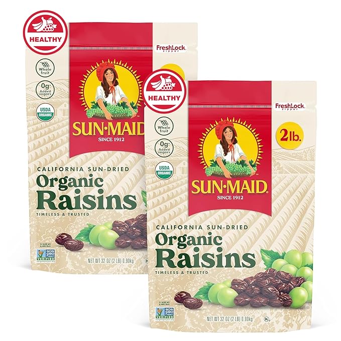 Sun-Maid Organic California Sun-Dried Raisins - (2 Pack) 32 oz Resealable Bag - Organic Dried Fruit