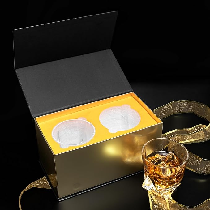 KANARS Old Fashioned Whiskey Glasses with Luxury Box - 10 Oz Twisted Liquor Tumblers for Scotch