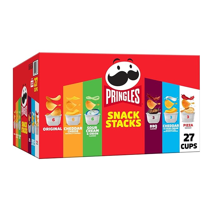 Pringles Potato Crisps Chips, Snack Stacks, Lunch Snacks, Office and Kids Snacks, Variety Pack (27