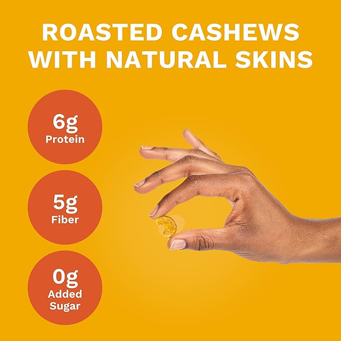 Golden Turmeric Wrapped Whole Cashews by Karma Nuts, Air Roasted with Natural Skins, 2X more Fiber
