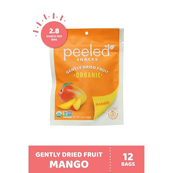 Peeled Snacks Organic Dried Fruit ??Healthy, Vegan Snacks for On-the-Go Lunch and More Mango 2.8 Oz