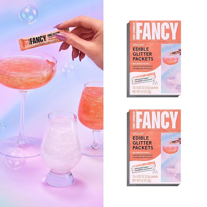 Fancy Sprinkles Opulust Edible Glitter Packets Portable & On-The-Go for Sparkling Drinks