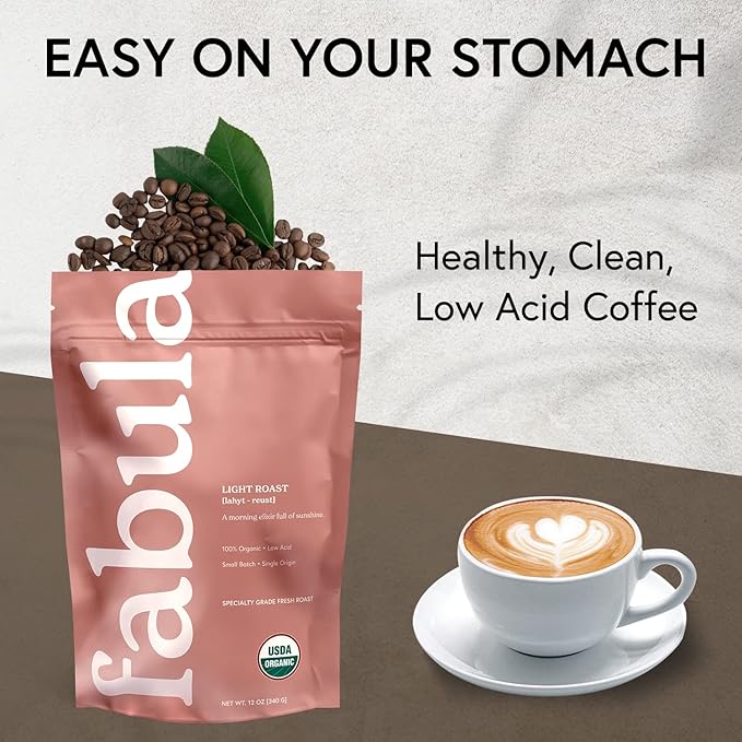 Fabula Coffee Light Roast Whole Beans - Organic - Low Acid - Single Origin - Non-GMO - Mold Free
