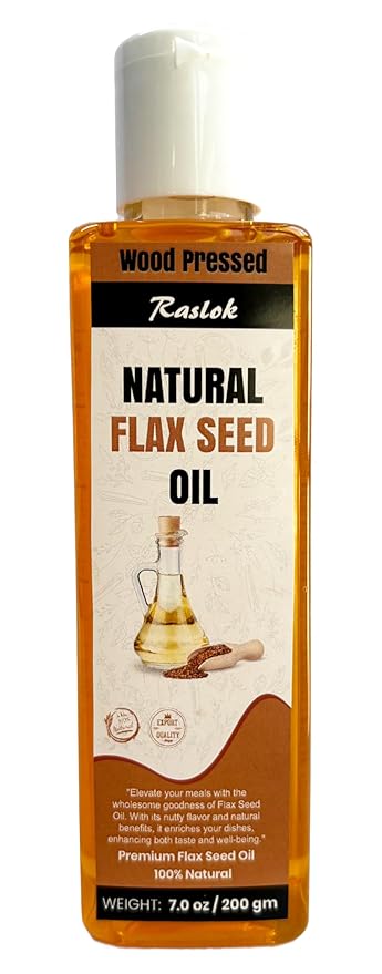 Raslok Pure Natural Flax Seed Oil | Wood Pressed (7, Ounces)