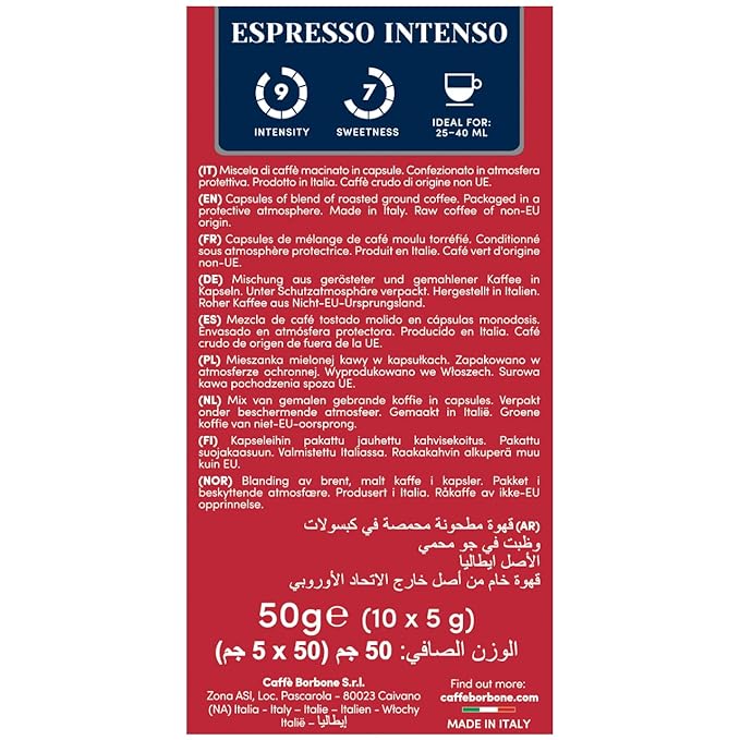 Caffe Borbone Aluminum Coffee Pods Compatible with Nespresso Original Machines, Espresso Intenso