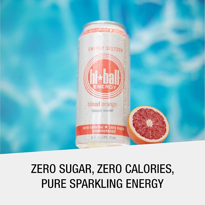 Hiball Energy Seltzer Water, Caffeinated Sparkling Water Made with Vitamin B12 and Vitamin B6