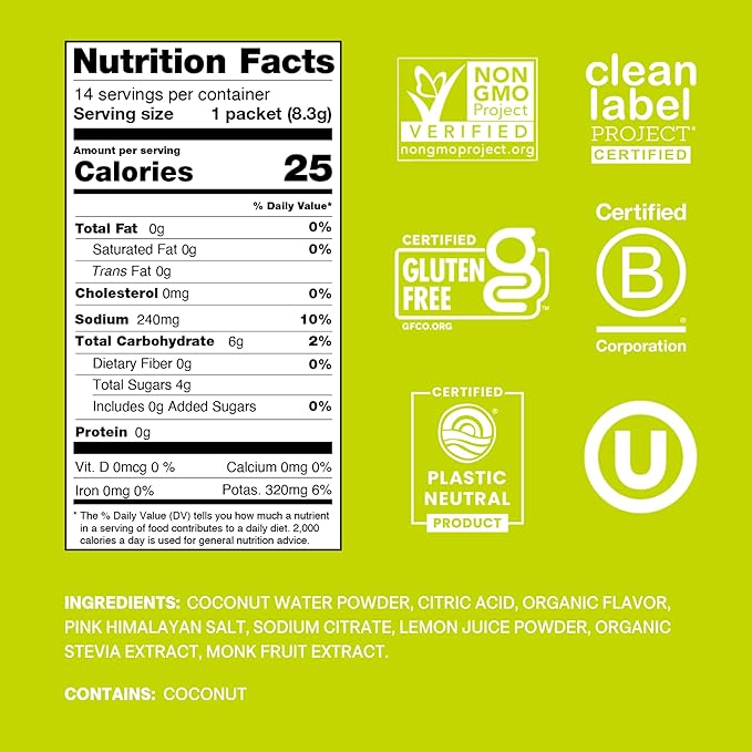 Cure Hydration | Plant-Based Electrolyte Drink Mix | No Added Sugar | FSA-HSA | Dehydration Relief