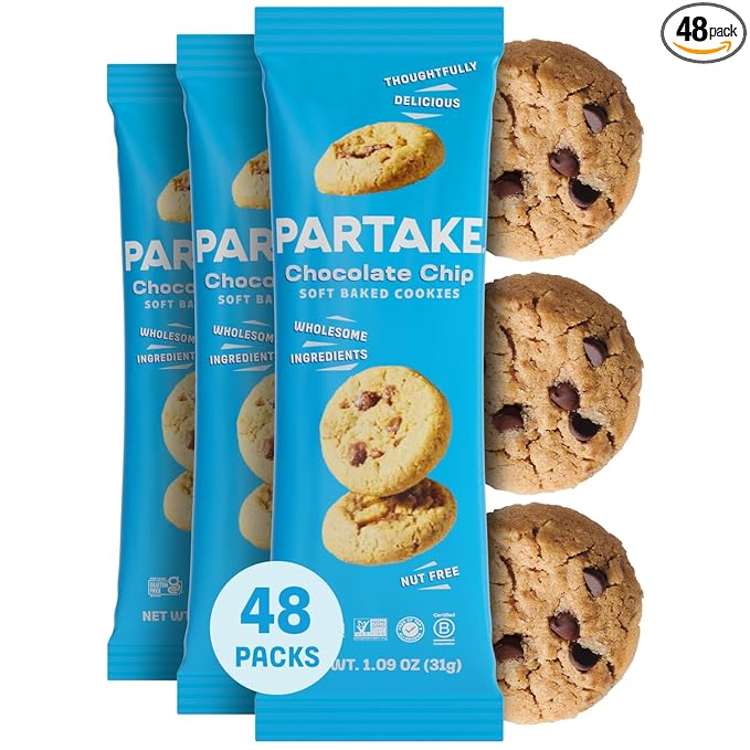 Partake Gluten Free Soft Baked Chocolate Chip Cookies - Vegan - Free From the Top 9 Allergens
