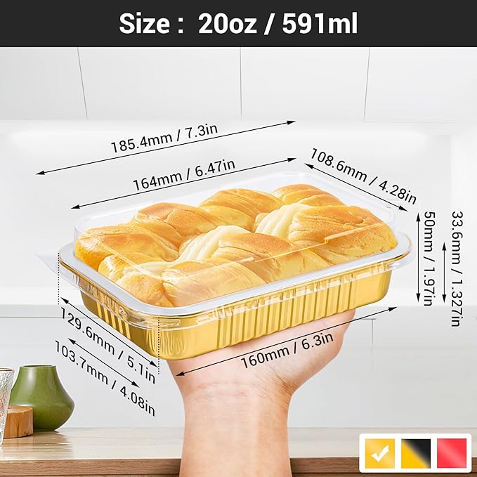 EUSOAR Creme Brulee Ramekins Disposable, Gold 20oz 50pcs Aluminum Foil Mini Cake Bread Pans, Muffin