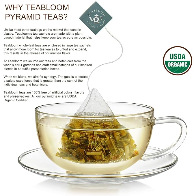 Teabloom - World's Finest Pyramid Tea Collection, 24 Varieties of USDA Certified Organic Teas