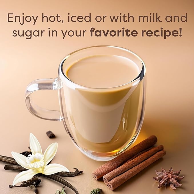 Waka Vanilla Chai Tea Mix - 100% Tea Leaves from India, Natural Spices, Unsweetened Tea Powder - No