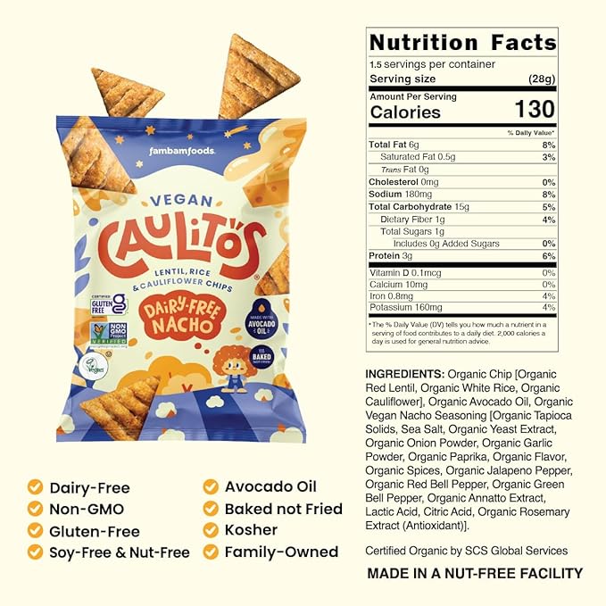 Caulitos ??15 Pack | Lentil, Rice & Cauliflower Chips | Organic, Gluten-Free, Non-GMO, Kosher