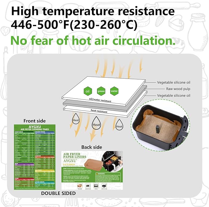 (125PCS) Air Fryer Liners, Disposable for Ninja Dual Air Fryer accessories, Parchment Paper liners