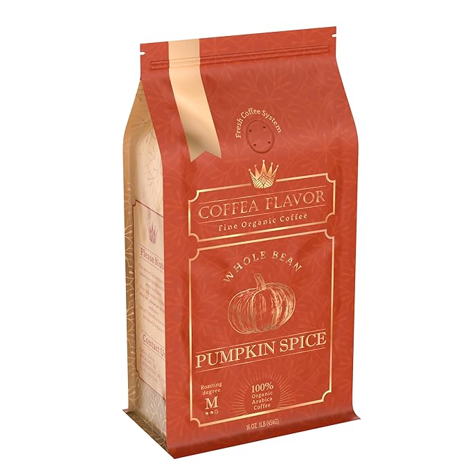 Pumpkin Spice Flavored Whole Bean Coffee ??Gourmet 100% Organic Arabica, Single Origin, Medium