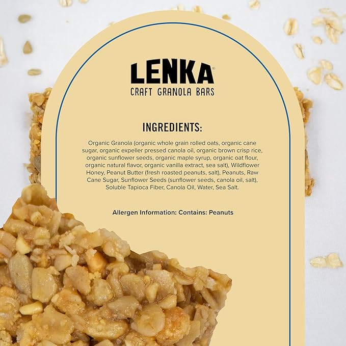 Lenka Bars - Peanut Butter & Sea Salt Snack Bars, Gluten Free, High Fiber, Kosher, Wholesome, No
