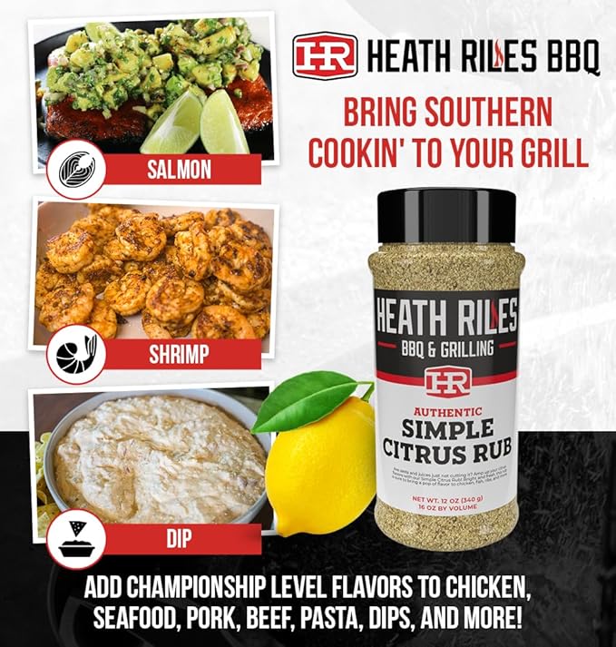 Heath Riles BBQ Rub - Simple Citrus Seasoning, Champion Pitmaster Recipe, Legendary Rubs For