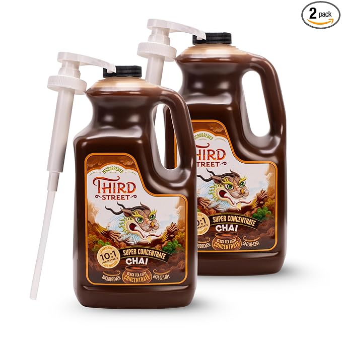 Third Street Inc. Super Concentrate Chai, 64 Fl. Oz., Black Tea Latte Concentrate, Strong and