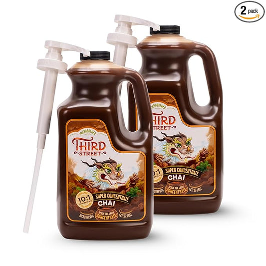 Third Street Inc. Super Concentrate Chai, 64 Fl. Oz., Black Tea Latte Concentrate, Strong and