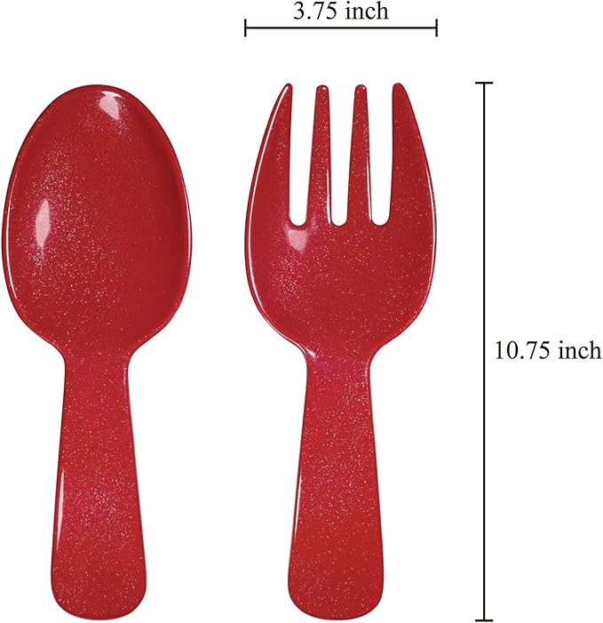 UPware Twinkle Dust Melamine Salad Servers, Serving Utensil Set, Includes Serving Fork and Spoon