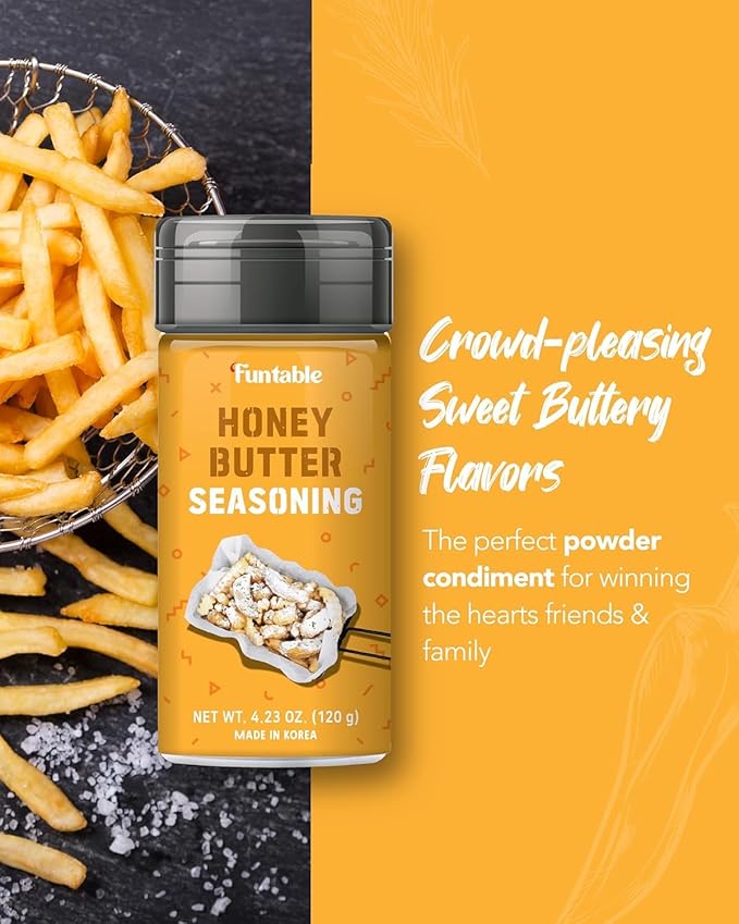 Funtable Honey Butter Seasoning (4.2 oz, 120g) - Honey & Creamy Butter Flavor Powder, Easy to Use.