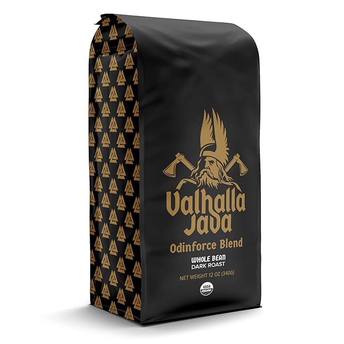 Death Wish Coffee, Valhalla Java Odinforce Blend - Whole Bean Dark Roast - Extra Kick of Caffeine