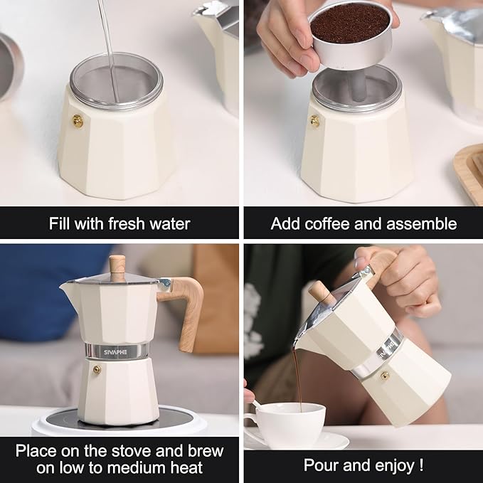 Sivaphe Aluminum Moka Pot 9 Espresso Cups, Percolator Espresso and Coffee Maker, Portable Stovetop