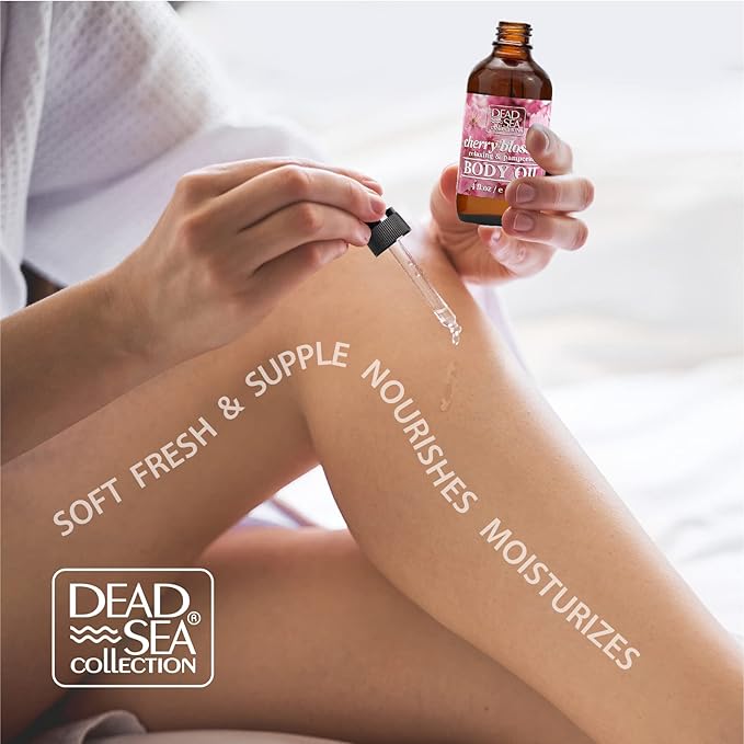 Dead Sea Collection Body Oil for Dry Skin - Cherry Blossom & Vitamin E, A, D Moisturizing Oil