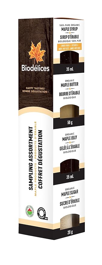 Biodelices Organic Maple Syrup, Maple Butter, Maple Jelly, and Maple Sugar - 100% Pure Maple Syrup